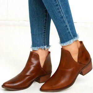 Steve Madden Austin Cognac Leather Ankle Booties